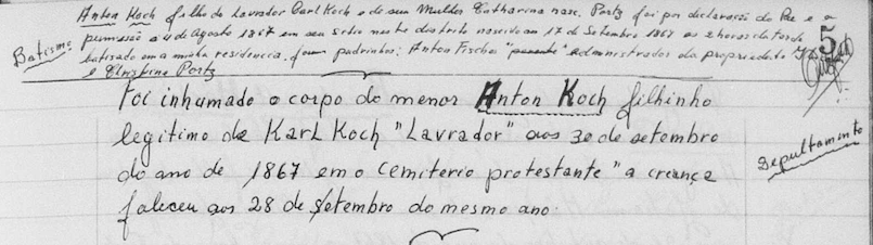 Anton Fischer (administrador de Ibicaba) padrinho de Anton Koch