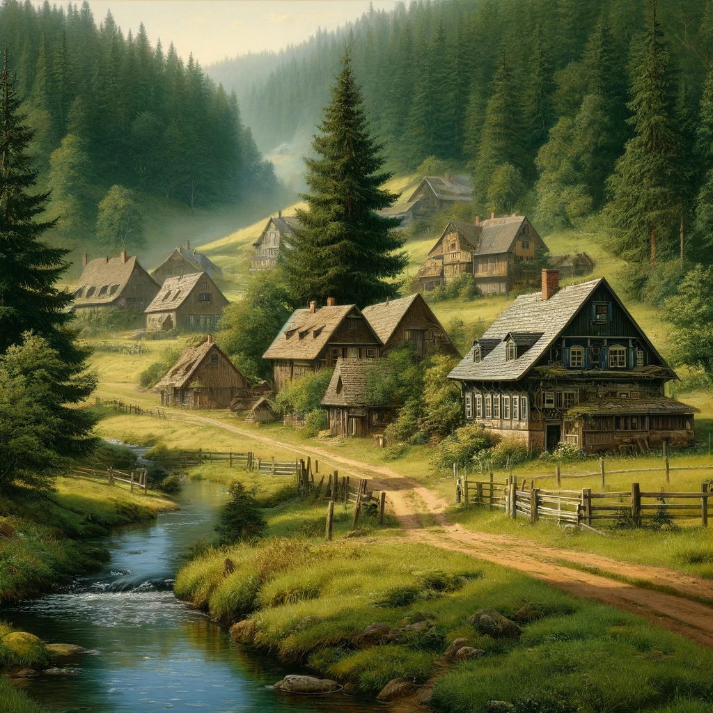 Imagem ilustrativa do vilarejo de Muhl na Alemanha no século 19
