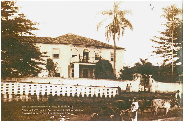 A casa sede da Fazenda Ibicaba no século 19