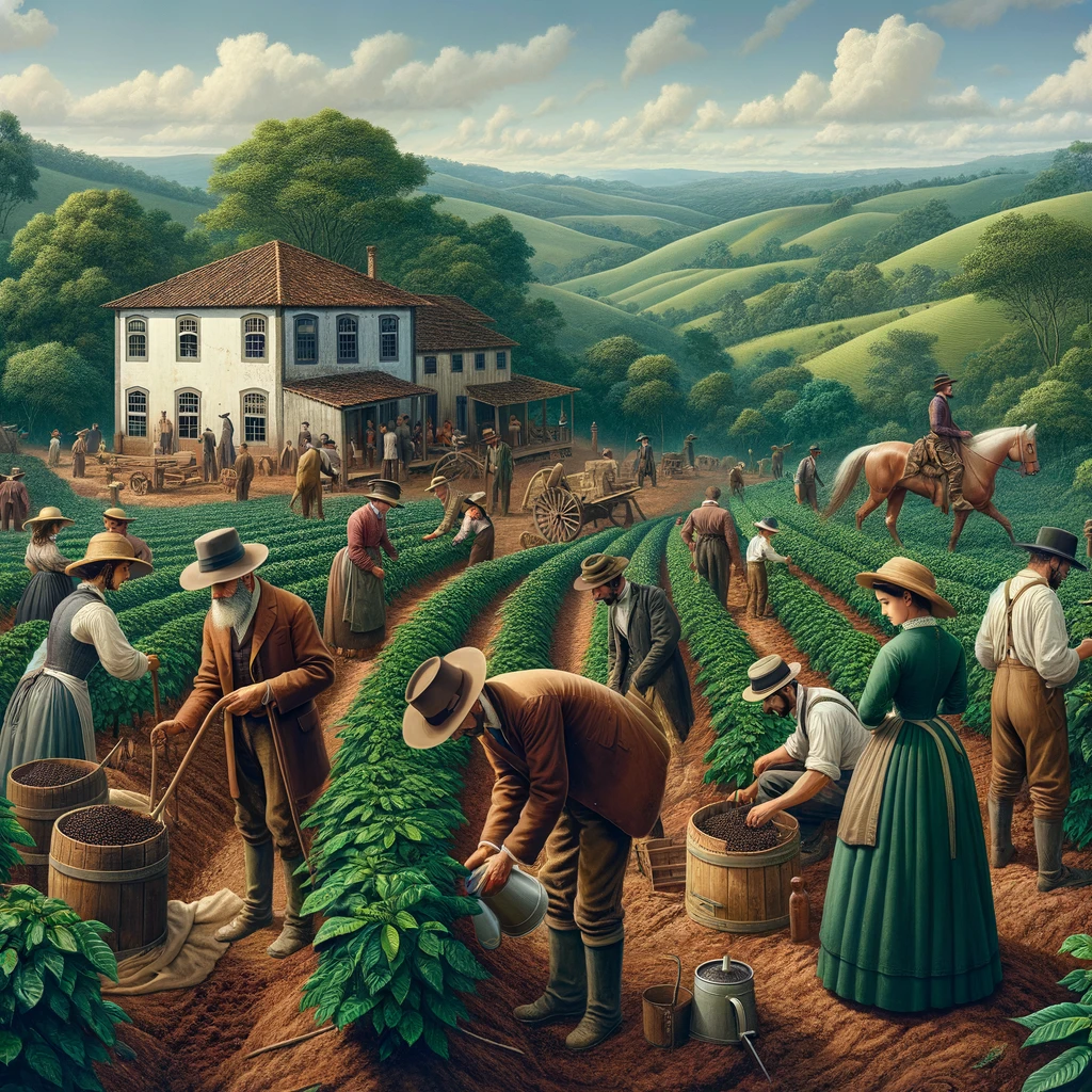 Imagem ilustrativa de imigrantes nas fazendas de café
