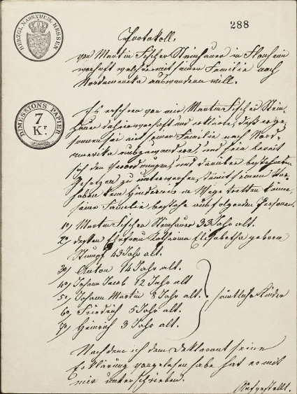 Autorização para emigrar de Martin Fischer em 1837