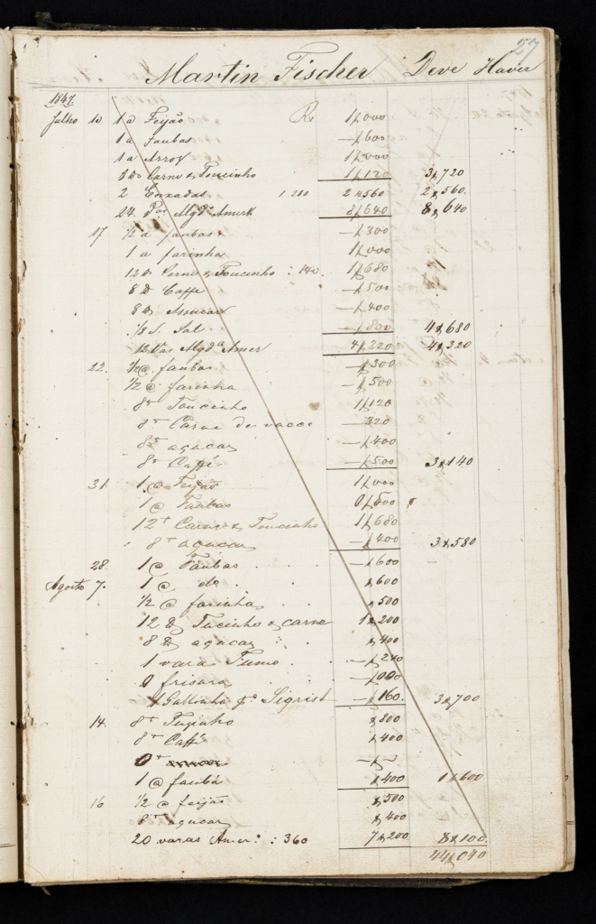 Contabilidade Martin Fischer Ibicaba 1847